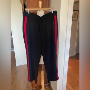 Express black with red striped joggers, slacks great to dress up or down